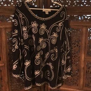 Black blouse with gold decorative design